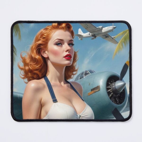 Item preview, Vintage WWII Pin‑Up Girl Nose Art – 1940s Bomber Style Aviation Illustration designed and sold by MissSaylor.