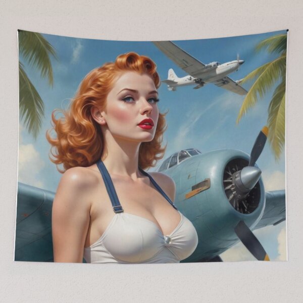 Item preview, Vintage WWII Pin‑Up Girl Nose Art – 1940s Bomber Style Aviation Illustration designed and sold by MissSaylor.