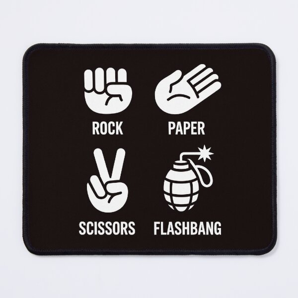 Item preview, Rock Paper Scissors Flashbang – Funny Gamer Humor Quote designed and sold by Redgiant87x.