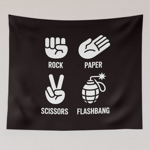 Item preview, Rock Paper Scissors Flashbang – Funny Gamer Humor Quote designed and sold by Redgiant87x.
