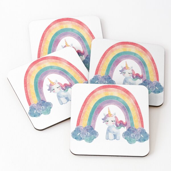 Item preview, Pastel Watercolour Unicorn Close Up – Teal Pink Purple Fantasy Art Print designed and sold by EnviousPrints.