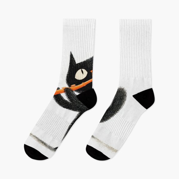 Item preview, Cat plays bright orange flute designed and sold by anytka.