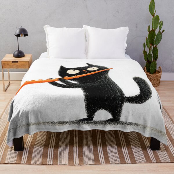 Item preview, Cat plays bright orange flute designed and sold by anytka.