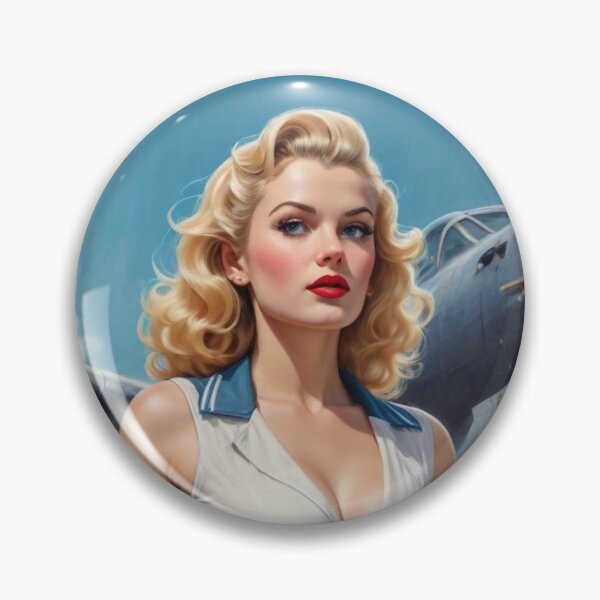Item preview, Blonde WWII Pin‑Up Girl Nose Art – 1940s Bomber Style Aviation Illustration designed and sold by MissSaylor.