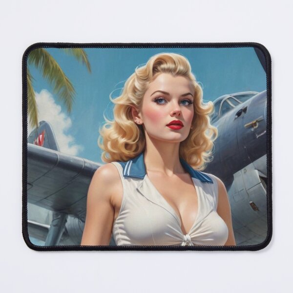 Item preview, Blonde WWII Pin‑Up Girl Nose Art – 1940s Bomber Style Aviation Illustration designed and sold by MissSaylor.