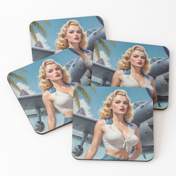 Item preview, Blonde WWII Pin‑Up Girl Nose Art – 1940s Bomber Style Aviation Illustration designed and sold by MissSaylor.