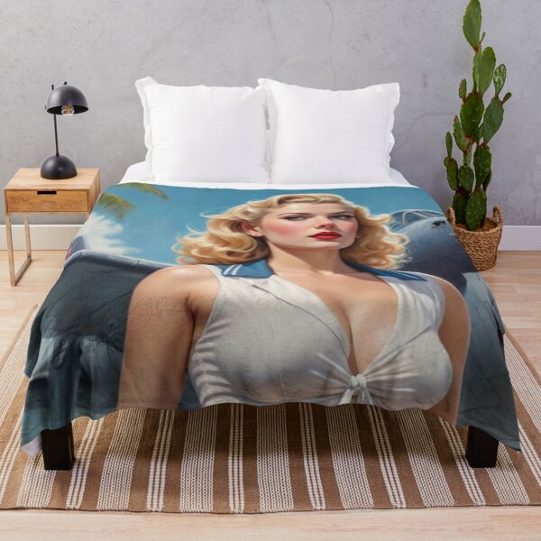 Item preview, Blonde WWII Pin‑Up Girl Nose Art – 1940s Bomber Style Aviation Illustration designed and sold by MissSaylor.