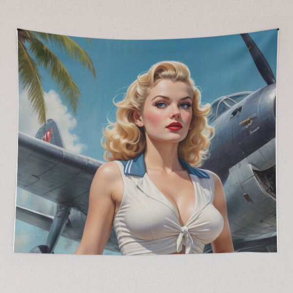Item preview, Blonde WWII Pin‑Up Girl Nose Art – 1940s Bomber Style Aviation Illustration designed and sold by MissSaylor.
