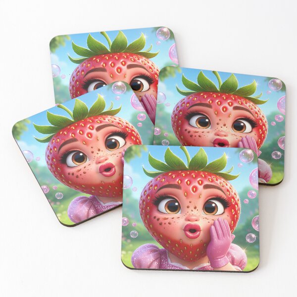 Item preview, Cartoon strawberry character with pink dress and bubbles designed and sold by MDZULFIKAR.