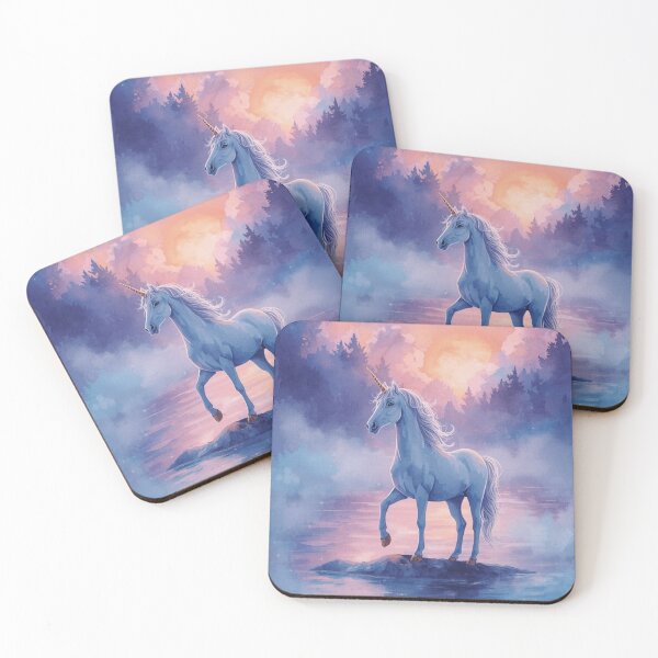 Item preview,  Pastel Watercolour Unicorn Close Up – Teal Pink Purple Fantasy Art Print designed and sold by EnviousPrints.