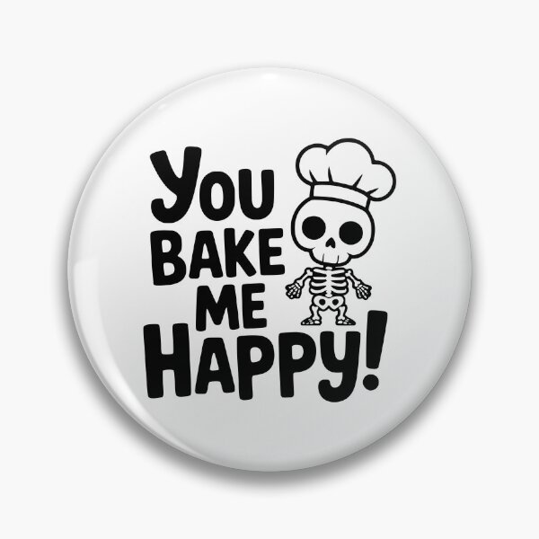 Item preview, You Bake Me Happy! Funny Skeleton Chef Baking Pun Spooky Kitchen Art designed and sold by PMCreative.