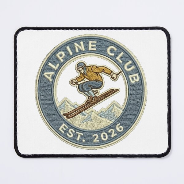 Item preview, Alpine Club Faux Embroidery Retro Skier Patch designed and sold by RiotKida.