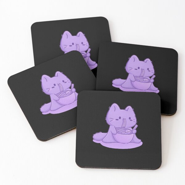 Item preview, Gato morado comiendo fideos designed and sold by Gentle40Winks.