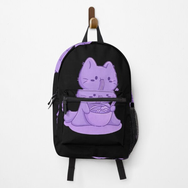 Item preview, Gato morado comiendo fideos designed and sold by Gentle40Winks.