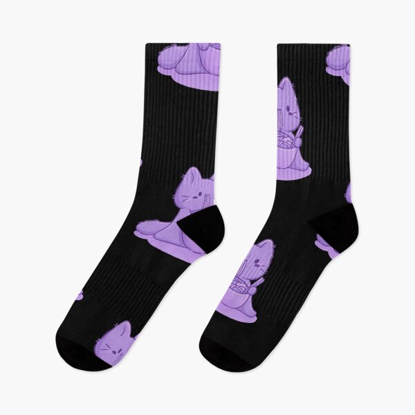 Item preview, Purple cat eating noodles designed and sold by Gentle40Winks.