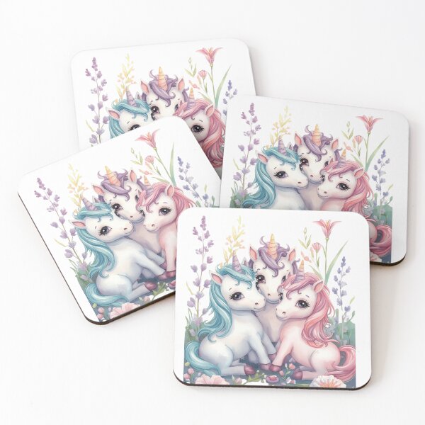 Item preview, Pastel Watercolour Unicorn Close Up – Teal Pink Purple Fantasy Art Print designed and sold by EnviousPrints.