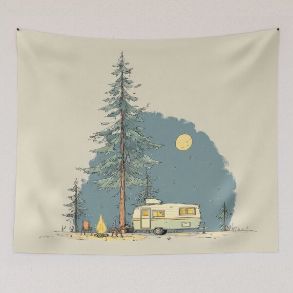Item preview, Camping near tall trees at night designed and sold by anytka.