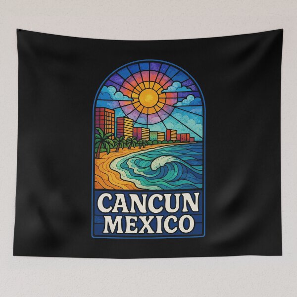 Item preview, Cancun Mexico Stained Glass Travel designed and sold by TomFrontierArt.