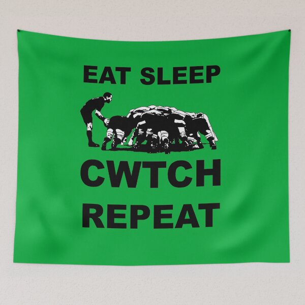 Item preview, Eat Sleep Cwtch Repeat Welsh Rugby Humour designed and sold by taiche.
