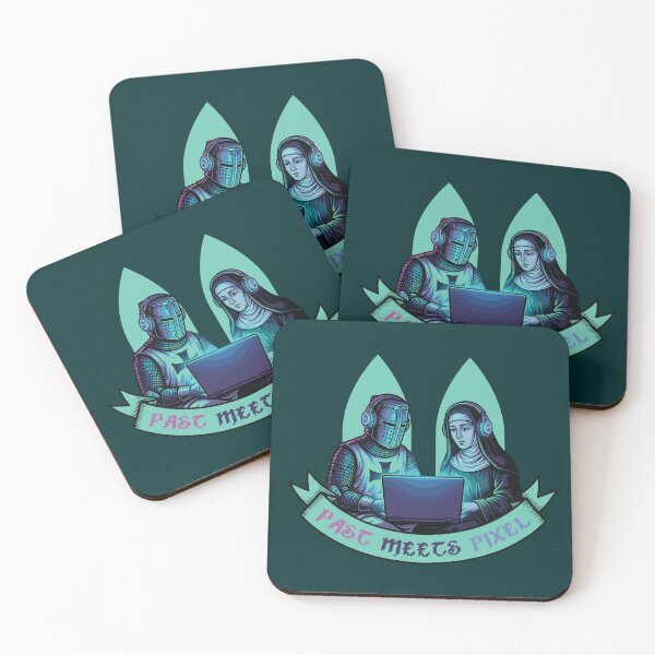 Item preview, Past Meets Pixel - Medieval Knight & Nun Gaming Art designed and sold by Virtualstars.