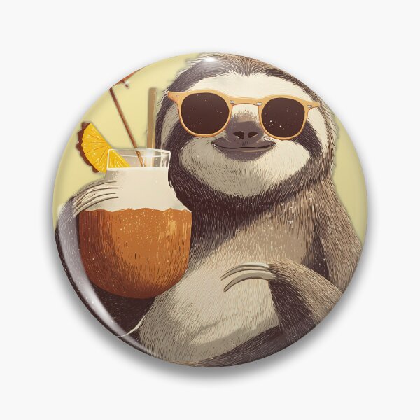 Item preview, Cool Sloth in Sunglasses with Coconut Cocktail – Tropical Island Chill Vibes Illustration designed and sold by Beachy Beasts.
