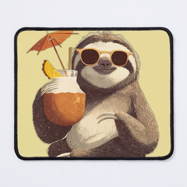 Item preview, Cool Sloth in Sunglasses with Coconut Cocktail – Tropical Island Chill Vibes Illustration designed and sold by Beachy Beasts.