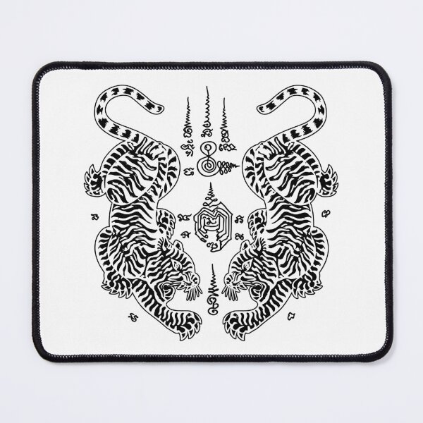 Item preview, Sak Yant Twin Tigers - Traditional Thai Yantra Protection Tattoo designed and sold by Shopeon Designs.