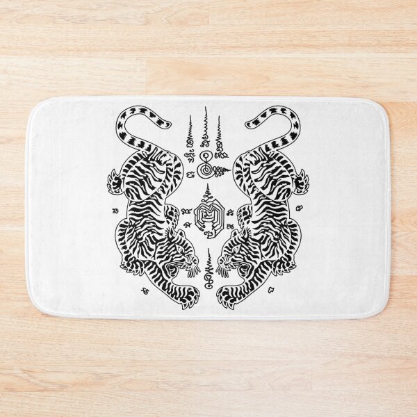 Item preview, Sak Yant Twin Tigers - Traditional Thai Yantra Protection Tattoo designed and sold by Shopeon Designs.