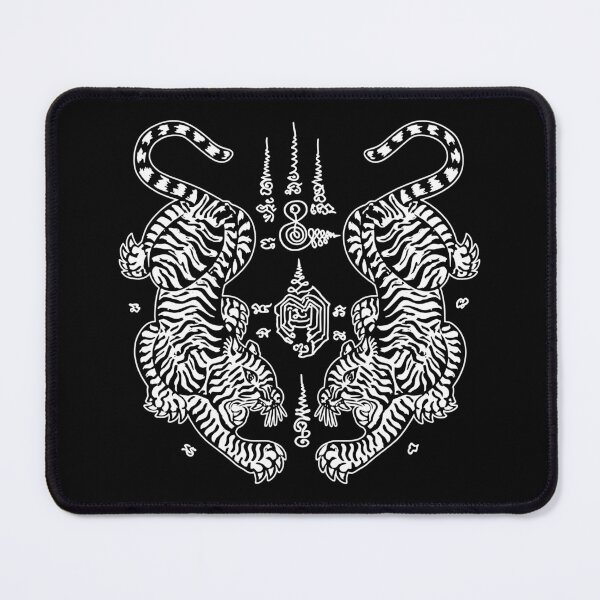Item preview, Sak Yant Twin Tigers - Traditional Thai Yantra Protection Tattoo designed and sold by Shopeon Designs.