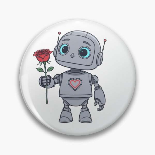 Item preview, Cute Robot Holding Rose Sticker designed and sold by Studioyasmin.