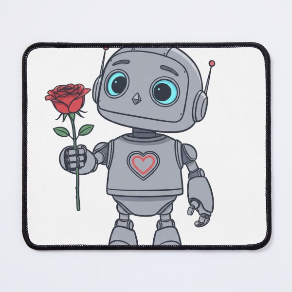 Item preview, Cute Robot Holding Rose Sticker designed and sold by Studioyasmin.