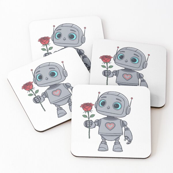 Item preview, Cute Robot Holding Rose Sticker designed and sold by Studioyasmin.
