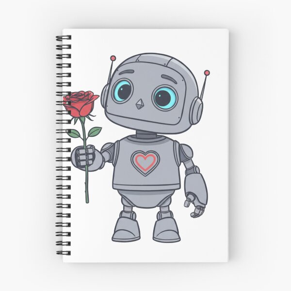 Item preview, Cute Robot Holding Rose Sticker designed and sold by Studioyasmin.