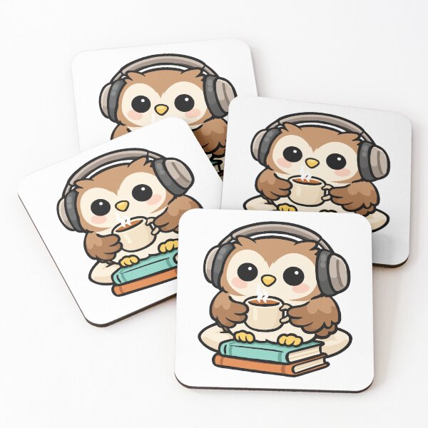 Item preview, Cozy Owl Listening to Music – Cute Study Aesthetic Kawaii Owl designed and sold by CozyCritterShop.