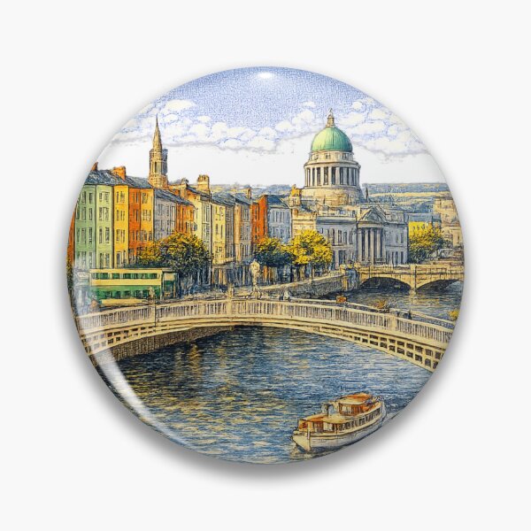 Item preview, Dublin Ireland Vintage Travel Poster Card – Irish Cityscape Illustration designed and sold by CLOUTKULT.