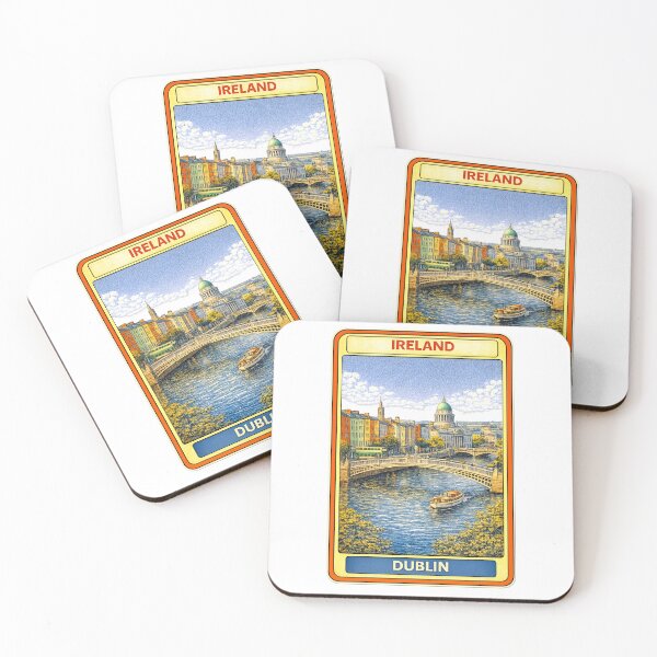 Item preview, Dublin Ireland Vintage Travel Poster Card – Irish Cityscape Illustration designed and sold by CLOUTKULT.