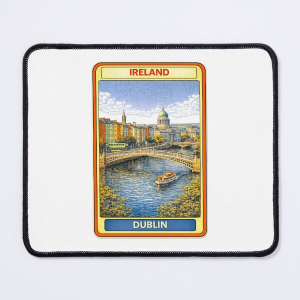Item preview, Dublin Ireland Vintage Travel Poster Card – Irish Cityscape Illustration designed and sold by CLOUTKULT.