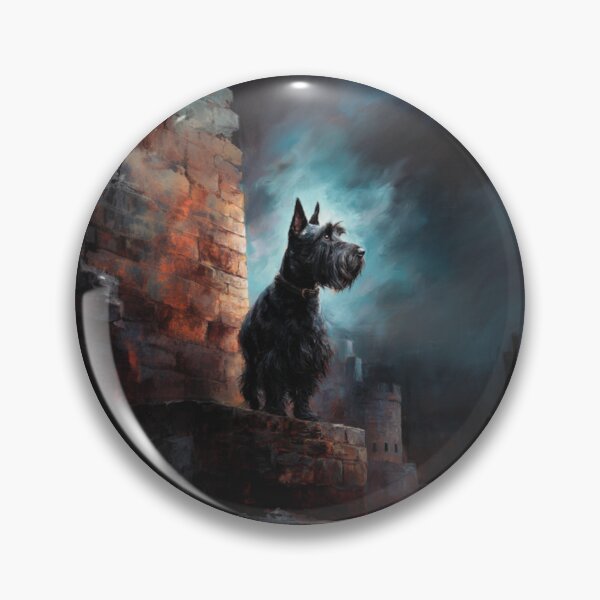Item preview, A Scottish Terrier standing proudly on ancient castle ruins, Dogs in Motion designed and sold by CDC40.