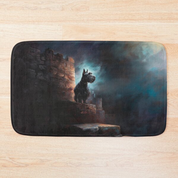 Item preview, A Scottish Terrier standing proudly on ancient castle ruins, Dogs in Motion designed and sold by CDC40.