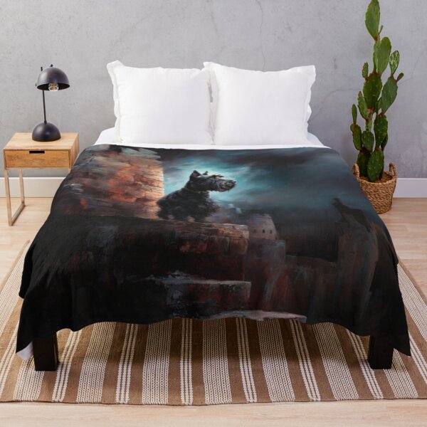 Item preview, A Scottish Terrier standing proudly on ancient castle ruins, Dogs in Motion designed and sold by CDC40.