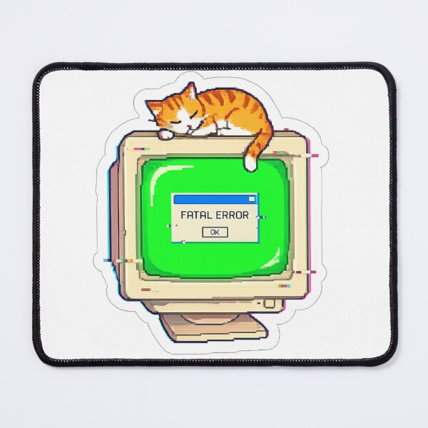Item preview, "Fatal Error" Sleeping Cat on Retro Computer Pixel Art designed and sold by RiotKida.