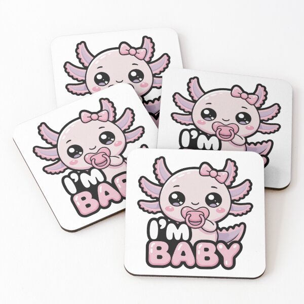 Item preview, I'm Baby - Cute Axolotl Pink Bow Kawaii Sticker designed and sold by Ashley critters.