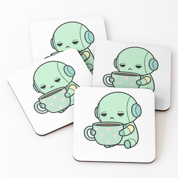 Item preview, Cute Robot with Coffee Meme Sticker designed and sold by Studioyasmin.