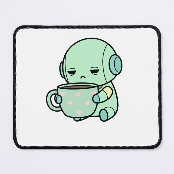 Item preview, Cute Robot with Coffee Meme Sticker designed and sold by Studioyasmin.