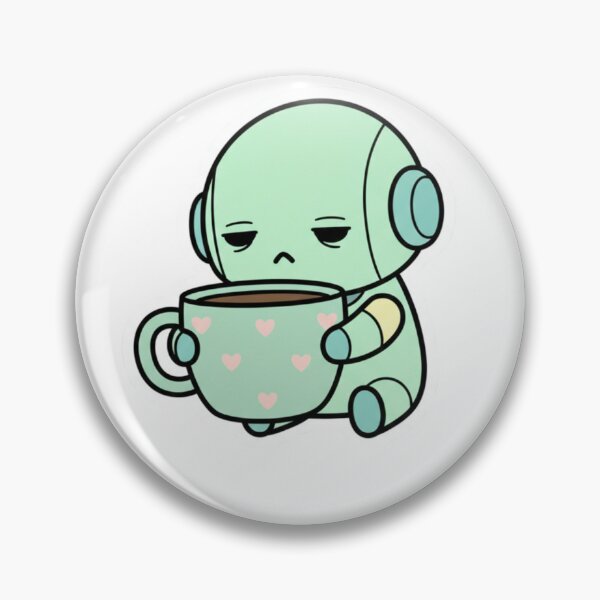 Item preview, Cute Robot with Coffee Meme Sticker designed and sold by Studioyasmin.