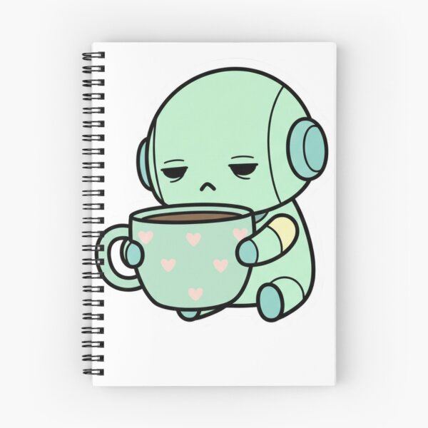 Item preview, Cute Robot with Coffee Meme Sticker designed and sold by Studioyasmin.