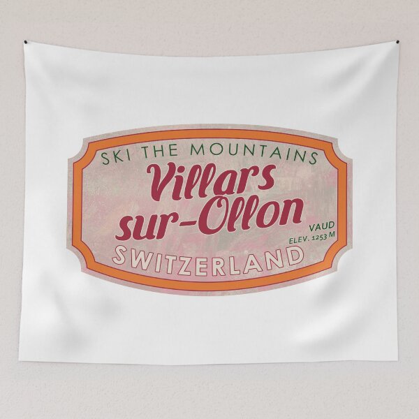 Item preview, Villars-sur-Ollon, Switzerland, Vaud, Ski, textured skiing badge designed and sold by Wanderful-roads.