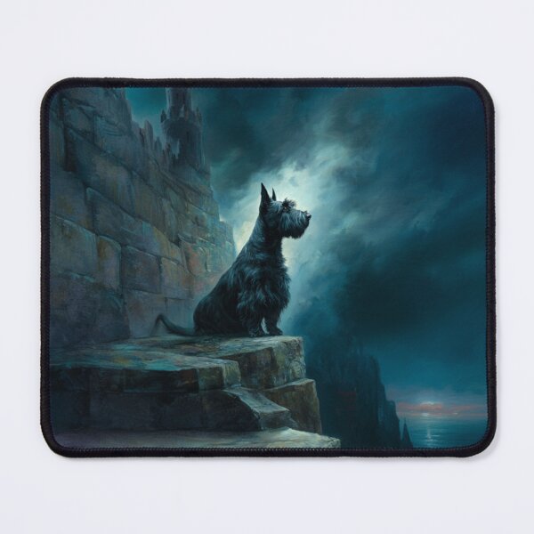 Item preview, A Scottish Terrier standing proudly on ancient castle ruins, Dogs in Motion designed and sold by CDC40.
