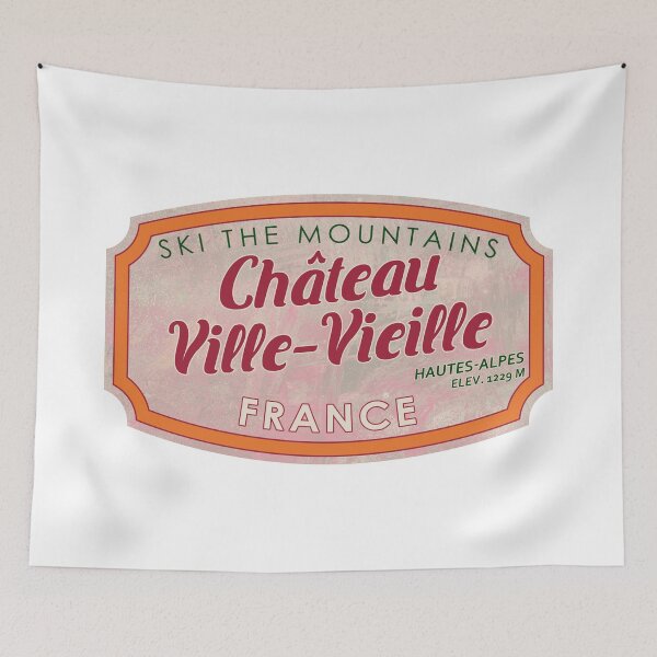 Item preview, Château-Ville-Vieille, France, Hautes-Alpes, Ski, textured skiing badge designed and sold by Wanderful-roads.