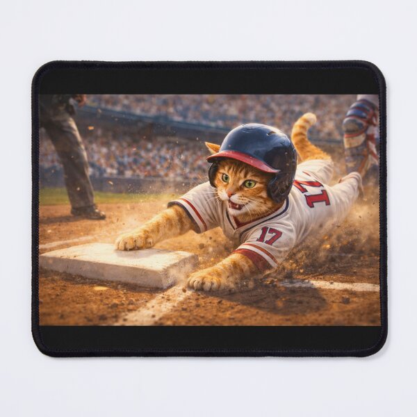 Item preview, #17 Baseball Cat Sliding Home | Action Sports Cat Art designed and sold by AnimalMarvels.